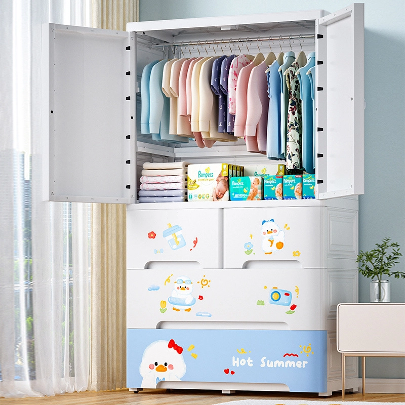 Baby Clothing Wardrobe - oversized double-door plastic storage cabinet thickened